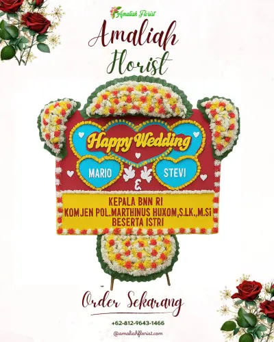 Karangan Papan Bunga Pernikahan di Petonjangan